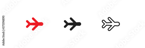 Jet air plane, simple isolated icon set in vector flat