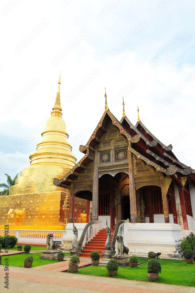 Fototapeta premium Wat Pra singha.Architecture Temple of northern chiangmai unseen in Thailand.