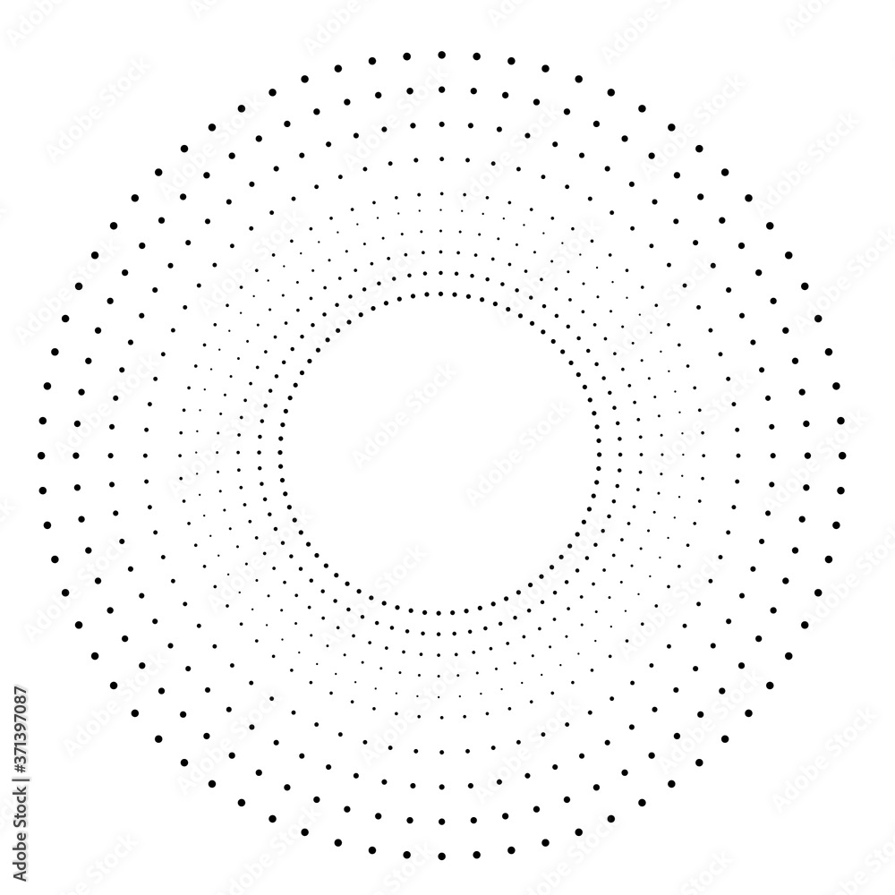 Halftone dots in circle form. round logo . vector dotted frame . design element