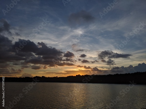 Evening sky with blend of blue and orange color