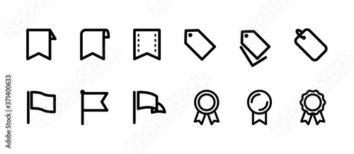 リボンやタグなどのアイコンのセット／お気に入り／WEB／フレーム／チェック／マーク