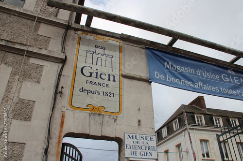 gate of a earthenware factory in gien (france)  photo