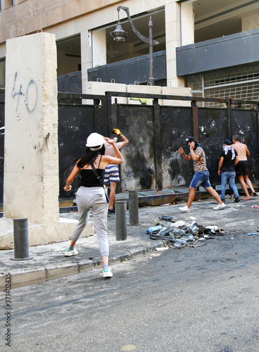 Revolution, protests and confrontations in Beirut, Lebanon,  following the horrific explosion at the port on August 4th, 2020. photo