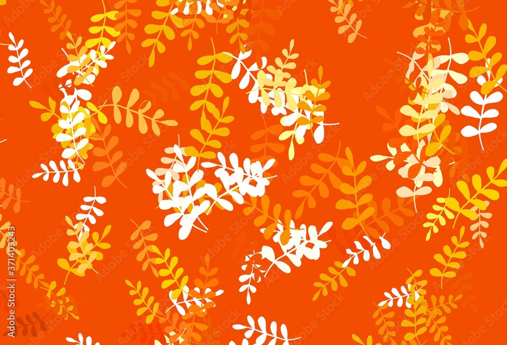 Naklejka premium Light Orange vector natural pattern with leaves.