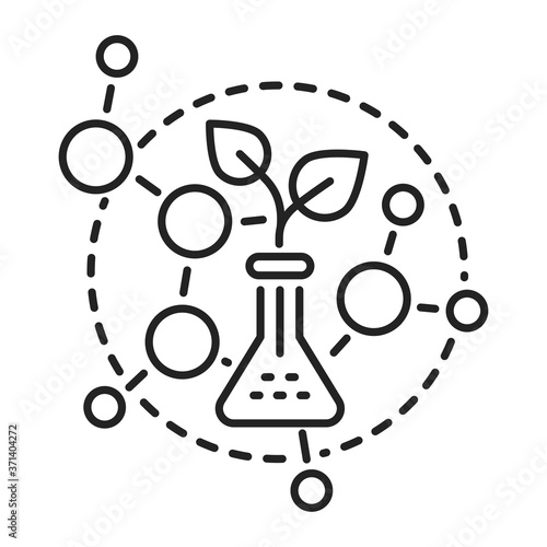 Genetically modified plant grown in test tube black line icon. Isolated vector element. Outline pictogram for web page, mobile app, promo.
