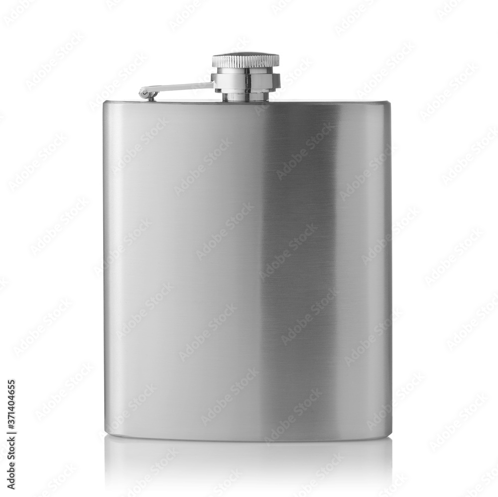 Front view of stainless steel hip flask Front view of stainless steel hip flask