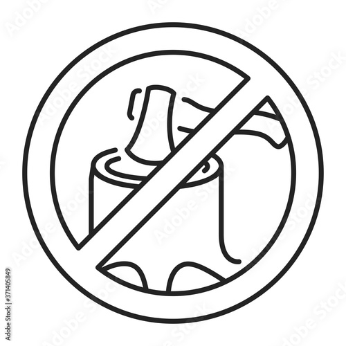 Stop deforestation black line icon. Nature protection. Eco problems. Isolated vector element. Outline pictogram for web page, mobile app, promo