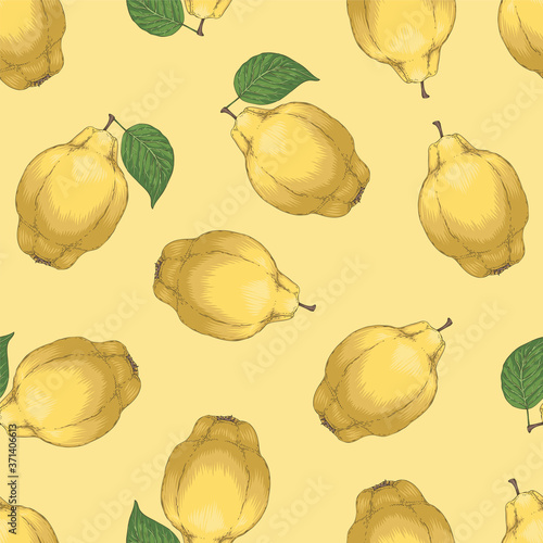 Seamless Pattern with Quince