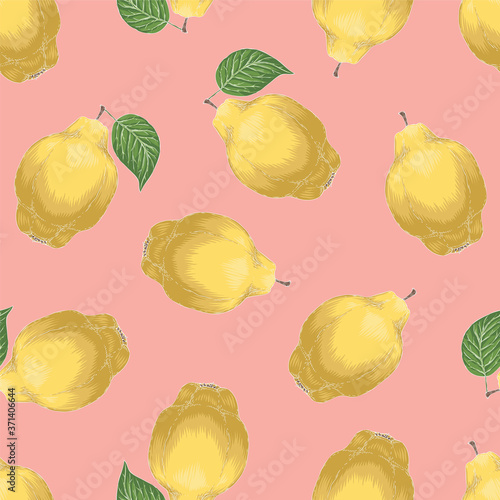 Seamless Pattern with Quince