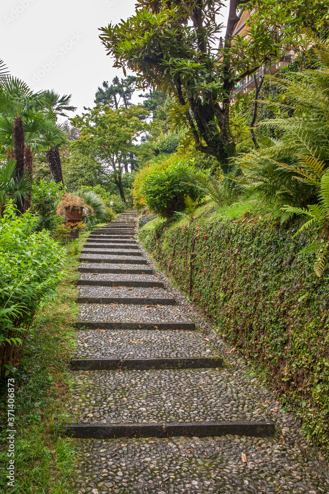 View of garden in Cadenabbia. Italy