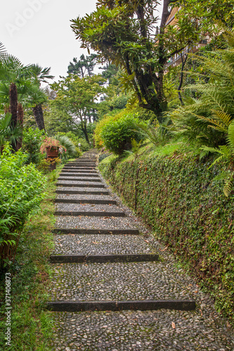 View of garden in Cadenabbia. Italy