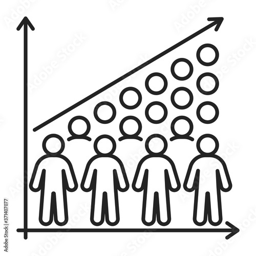 Overpopulation black line icon. Eco problems. Isolated vector element. Outline pictogram for web page, mobile app, promo