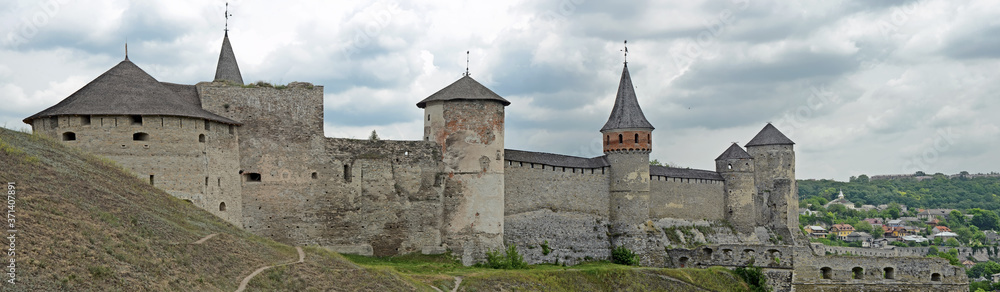 The panorama to the Kamianets-Podilskyi Castle, Ukraine