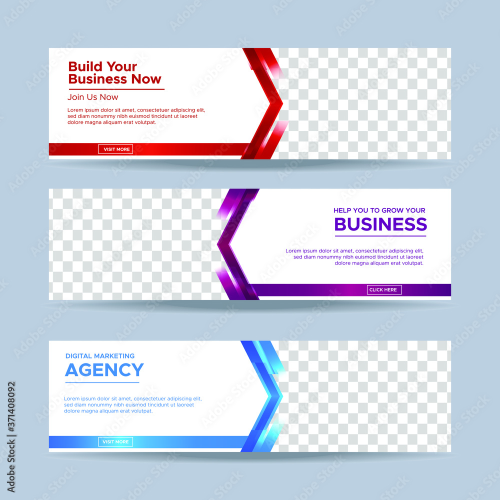 Fototapeta premium Business banner design web template. collection of horizontal ad banners. Vector EPS 10