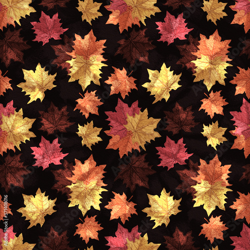 Seamless autumn pattern with leaves.  Colorful background for wallpaper, gift paper, greeting cards, wrapping, textile, print. 