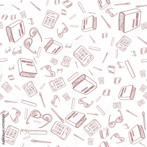 Seamless pattern for school design. Clip art from school accessories vector.