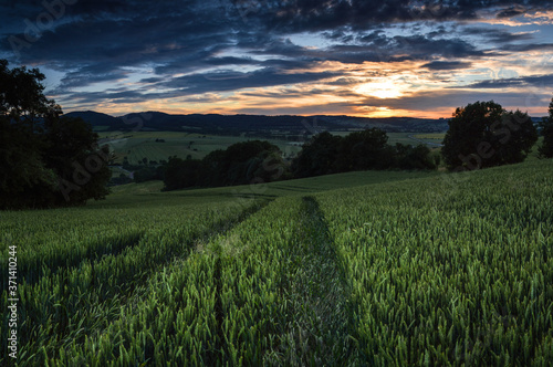Obraz na płótnie Summer sunset landscape at Lower Silesia/Poland w salonie
