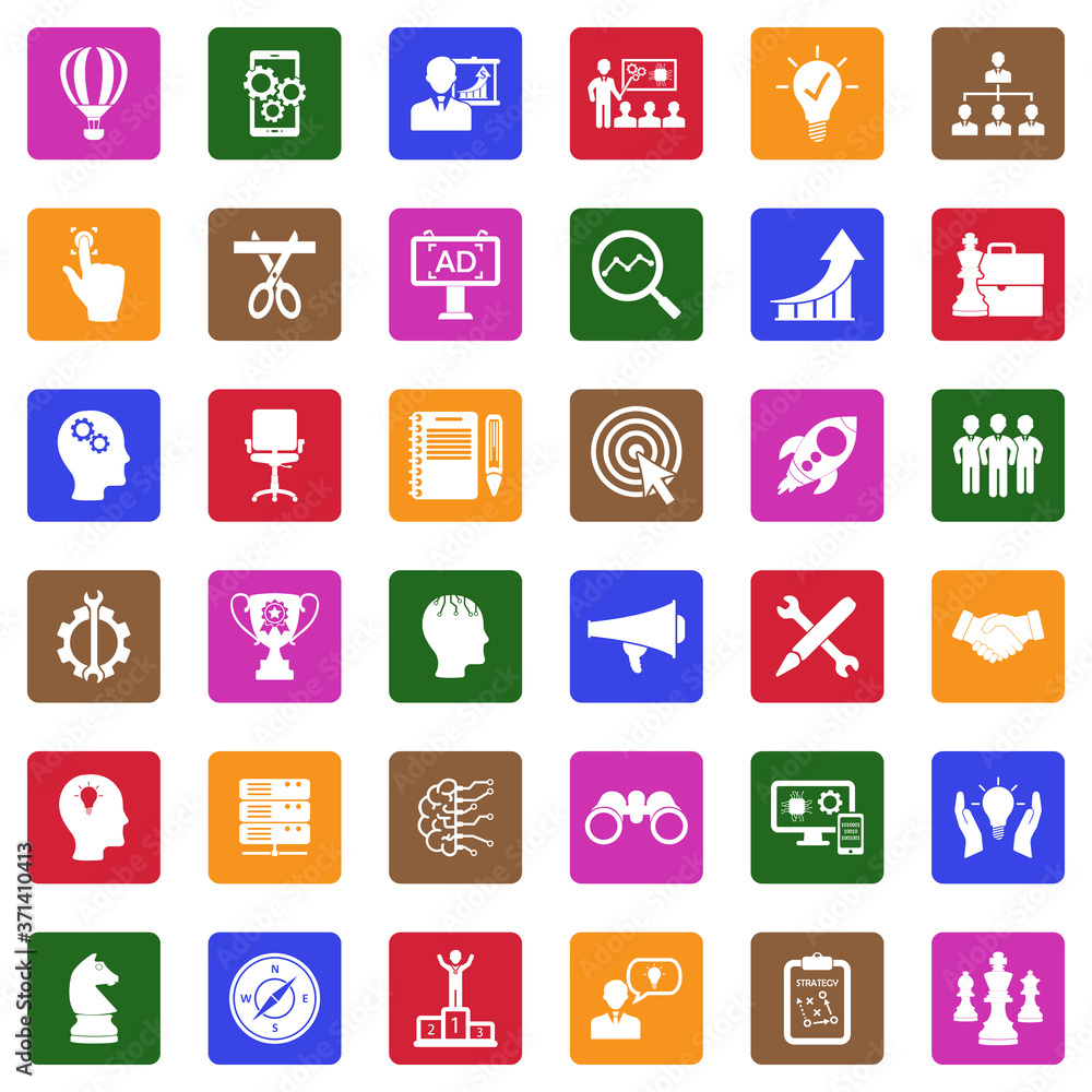 Business Start Up Icons. White Flat Design In Square. Vector Illustration. Business Start Up Icons. White Flat Design In Square. Vector Illustration.