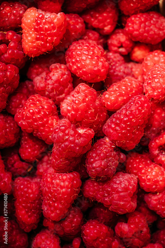 Close up texture background of raspberry berries