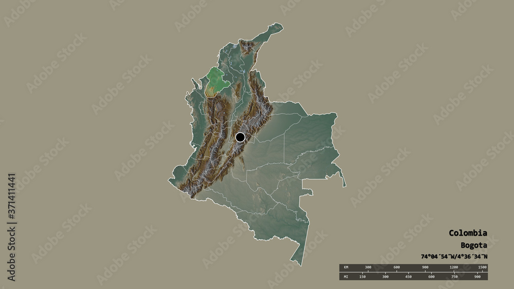 Location of Córdoba, department of Colombia,. Relief