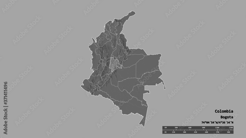 Location of Cundinamarca, department of Colombia,. Bilevel