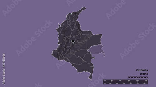 Location of Guainía, commissiary of Colombia,. Administrative photo