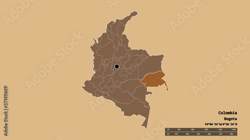 Location of Guainía, commissiary of Colombia,. Pattern photo