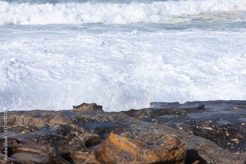 Storm waves crashing on the rocks  Bondi Australia