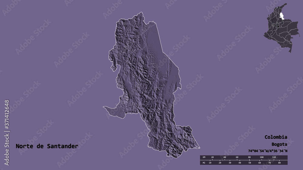 Norte de Santander, department of Colombia, zoomed. Administrative