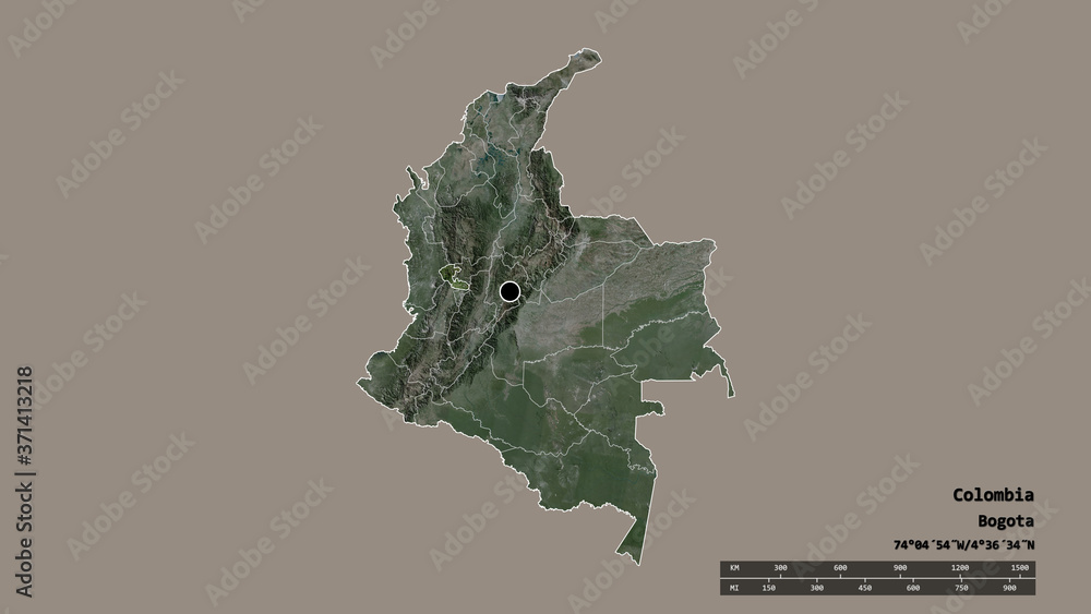 Location of Risaralda, department of Colombia,. Satellite Location of Risaralda, department of Colombia,. Satellite