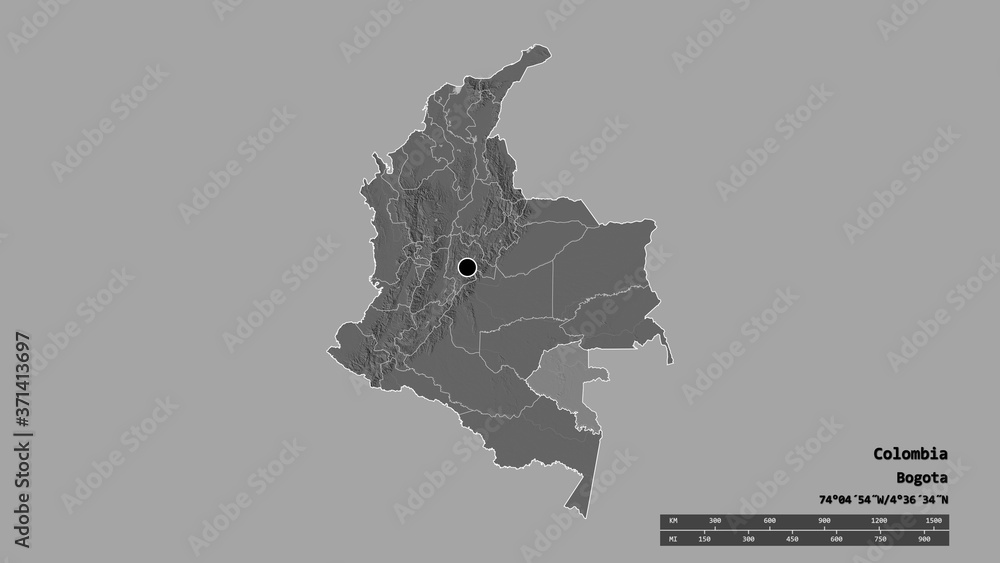 Location of Vaupés, commissiary of Colombia,. Bilevel