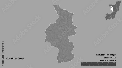 Cuvette-Ouest  region of Republic of Congo  zoomed. Bilevel