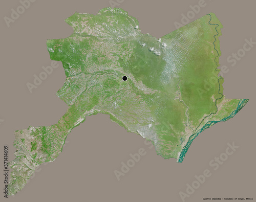 Cuvette, region of Republic of Congo, on solid. Satellite photo