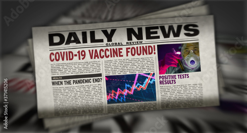 Covid-19 virus vaccine found retro newspaper printing press