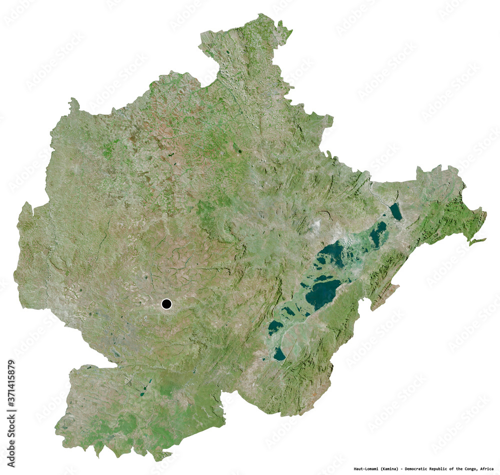 Haut-Lomami, province of Democratic Republic of the Congo, on white. Satellite