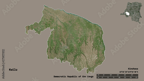 Kwilu, province of Democratic Republic of the Congo, zoomed. Satellite photo