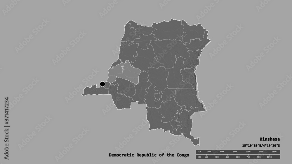 Location of Maï-Ndombe, province of Democratic Republic of the Congo,. Bilevel
