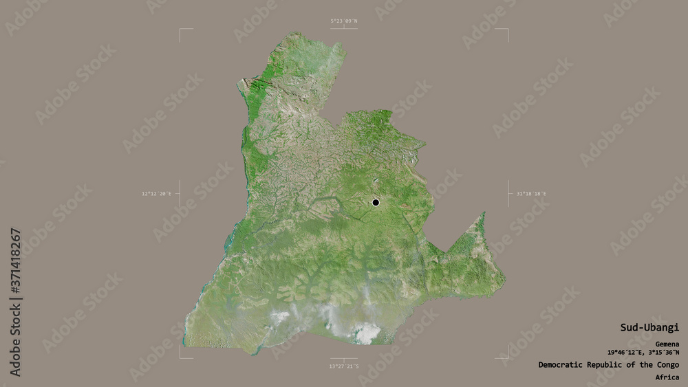 Sud-Ubangi - Democratic Republic of the Congo. Bounding box. Satellite Sud-Ubangi - Democratic Republic of the Congo. Bounding box. Satellite