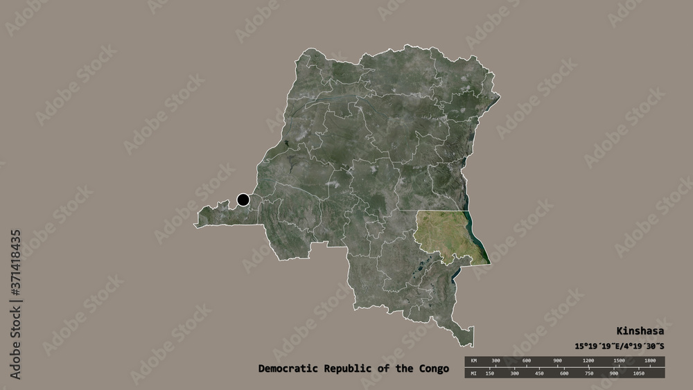 Location of Tanganyika, province of Democratic Republic of the Congo,. Satellite