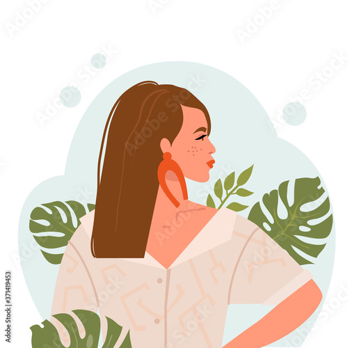Portrait of a successful girl. The image of a business woman. Vector illustration  flat design. Isolated on white background.