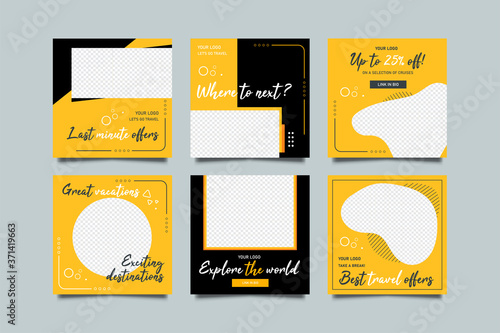 Travel social media post templates. modern vector design. Vector illustration.