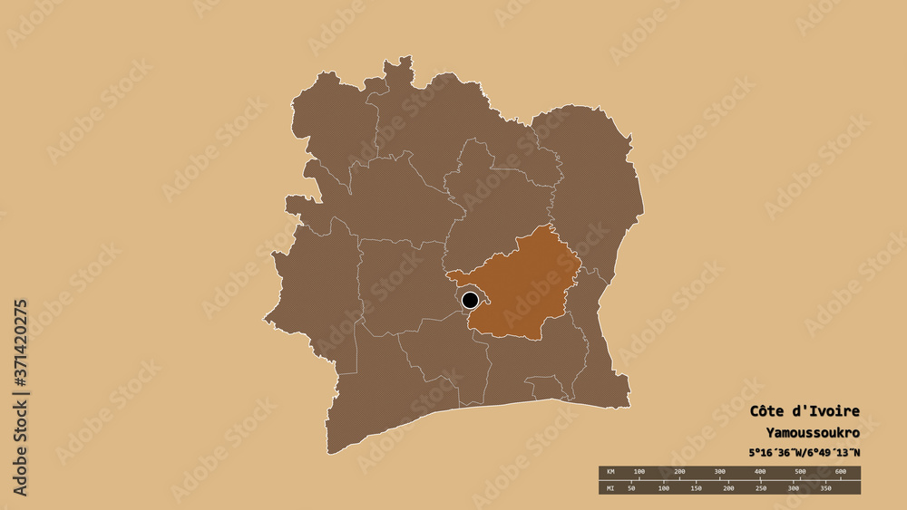 Location of Lacs, district of Côte d'Ivoire,. Pattern