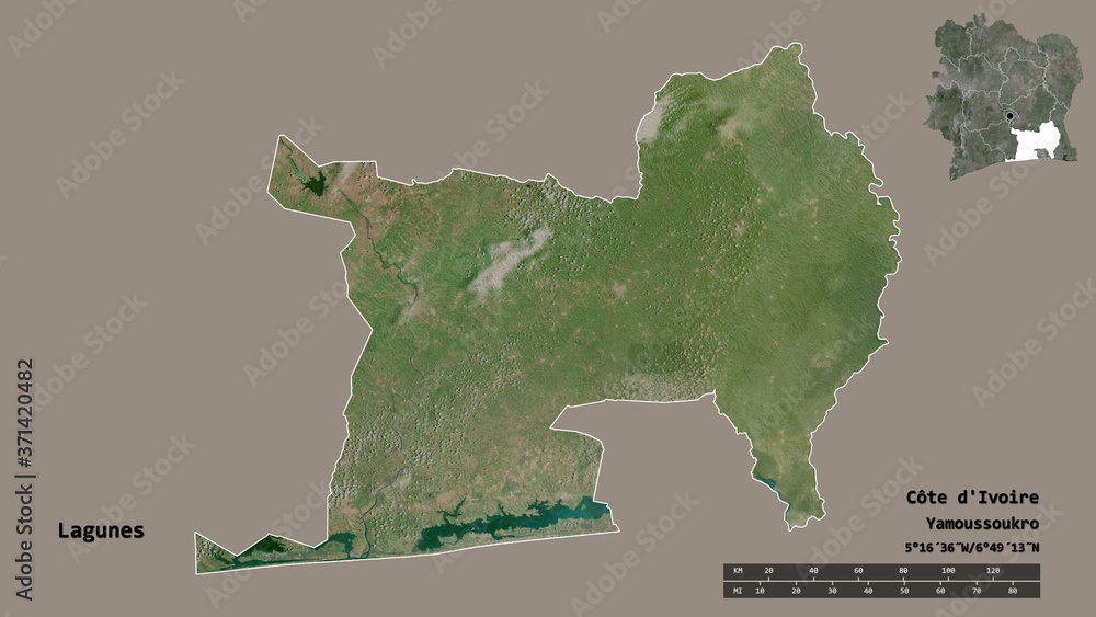 Lagunes, district of Côte d'Ivoire, zoomed. Satellite Lagunes, district of Côte d'Ivoire, zoomed. Satellite