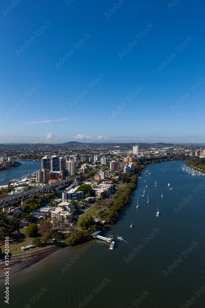 Drone shot of Brisbane city