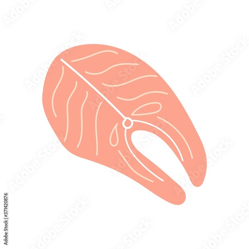 Hand drawn piece of red trout fish.