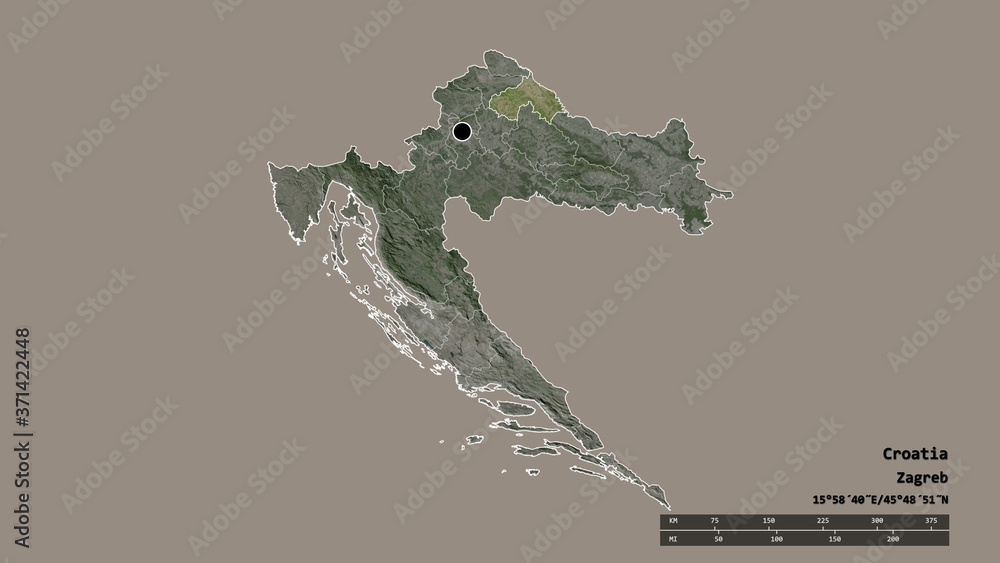 Location of Koprivničko-Križevačka, county of Croatia,. Satellite