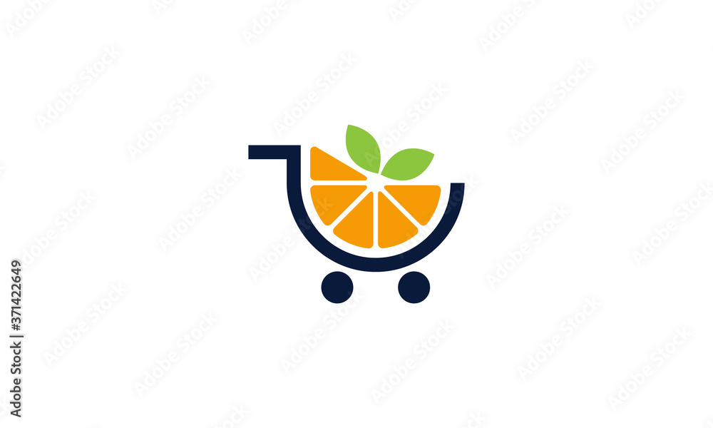 Creative Vector Illustration Logo Design Orange Fruit Store Shop Lemonade Fresh Shopping Cart Creative Vector Illustration Logo Design Orange Fruit Store Shop Lemonade Fresh Shopping Cart