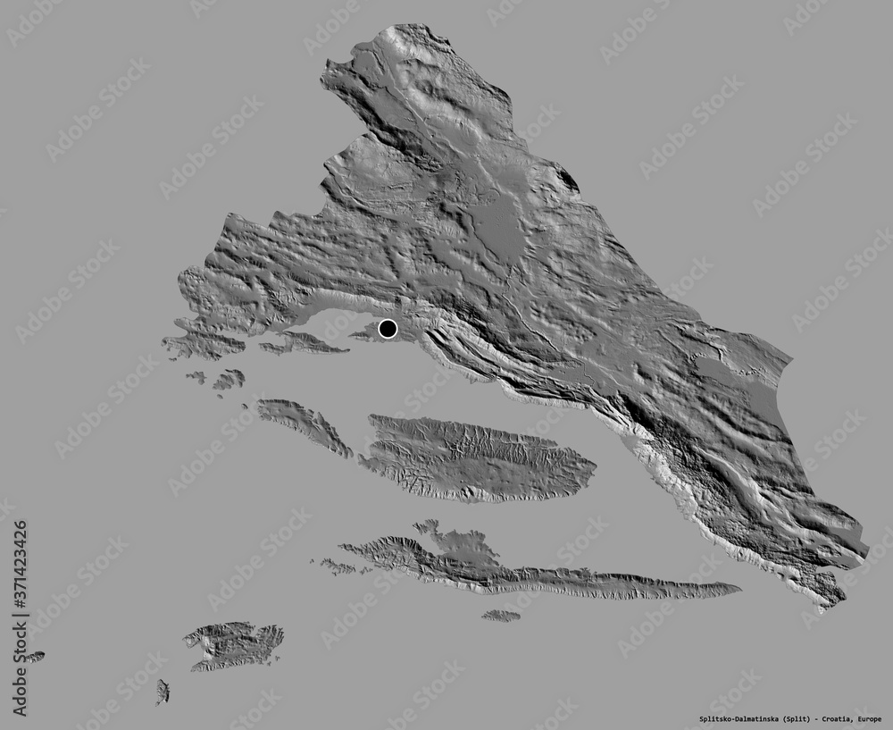 Splitsko-Dalmatinska, county of Croatia, on solid. Bilevel Splitsko-Dalmatinska, county of Croatia, on solid. Bilevel
