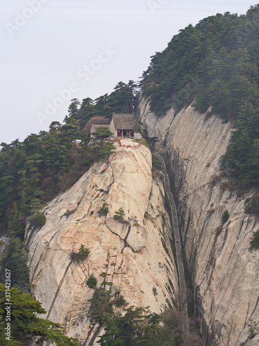 Huashan Mountain near Xian City. The Most dangerous Trail and Crowned People in China. Mount Hua is one of the Five Great Mountains of China in Huayin City, Shaanxi Province, China, 18th October 2018