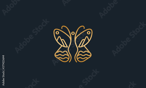 Creative vector illustration logo design geometric abstract butterfly with landscape concept.